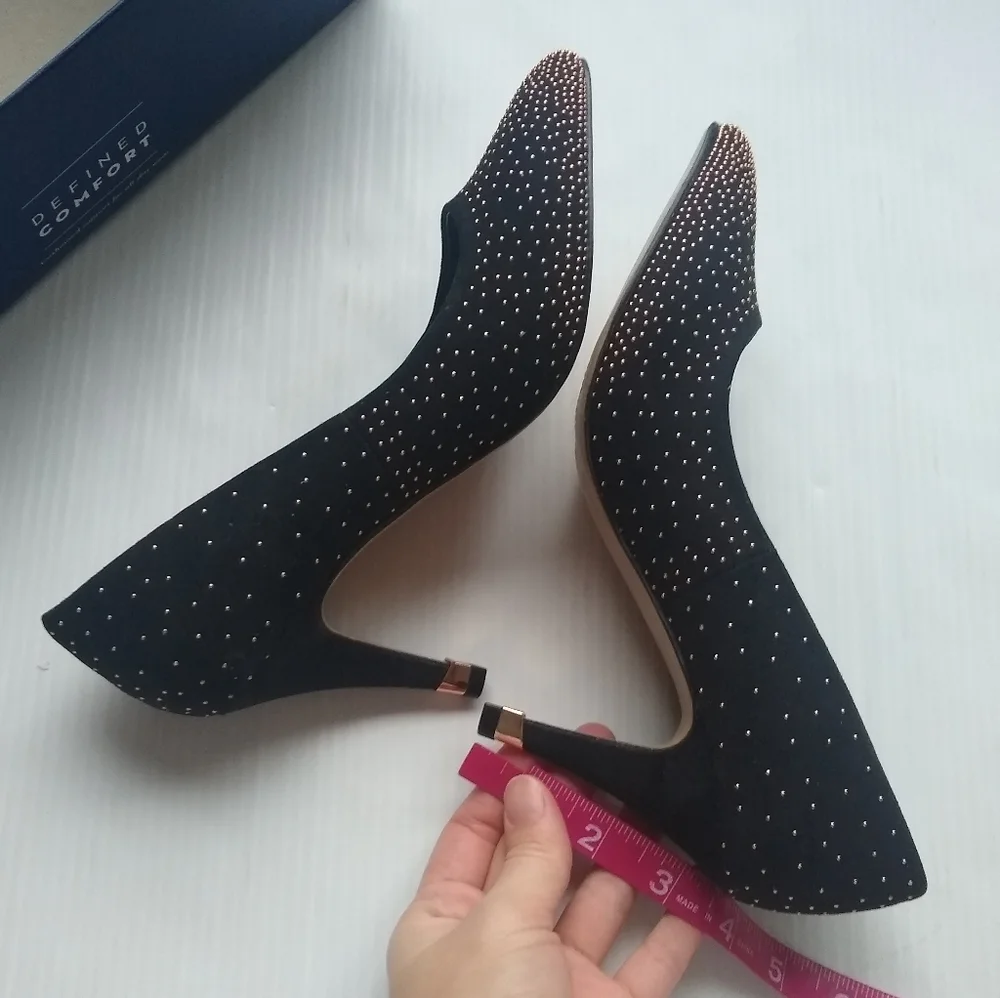 APT 9 Hourhand black gold studded embellished pumps
